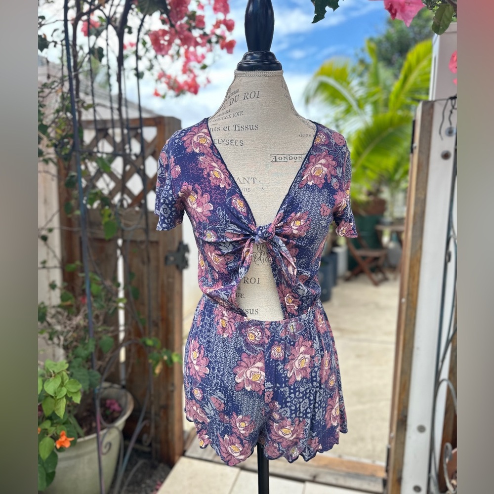 Floral Tie-Front Romper